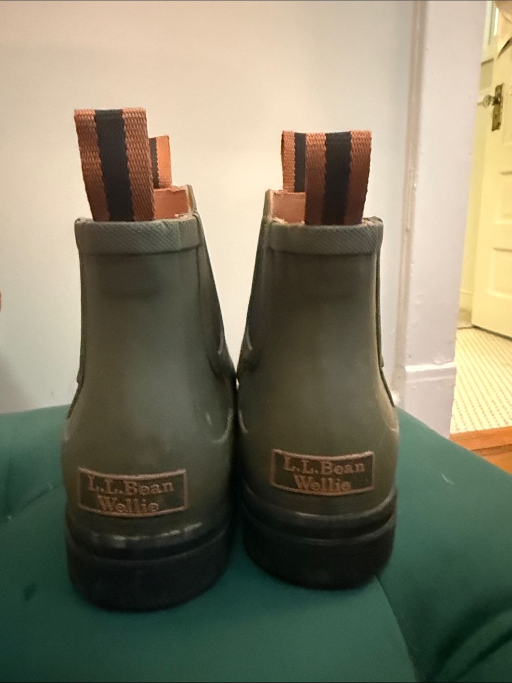 L.L. Bean Women’s Wellie Chelsea Boots in Olive Green